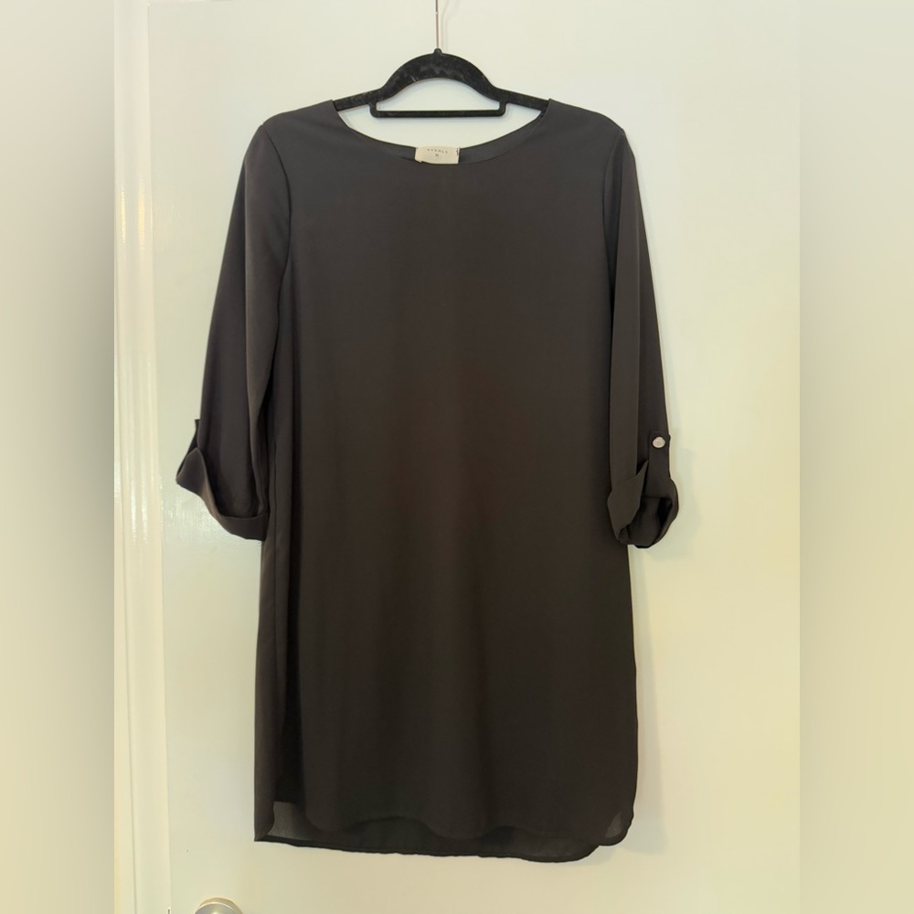 Everly Black Dress with Minimal Neckline Trim